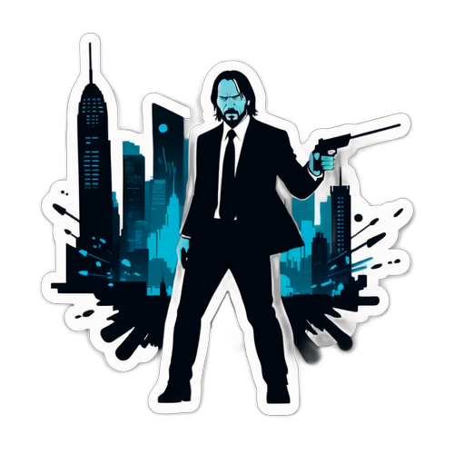 Actionfyldt John Wick Klistermærke