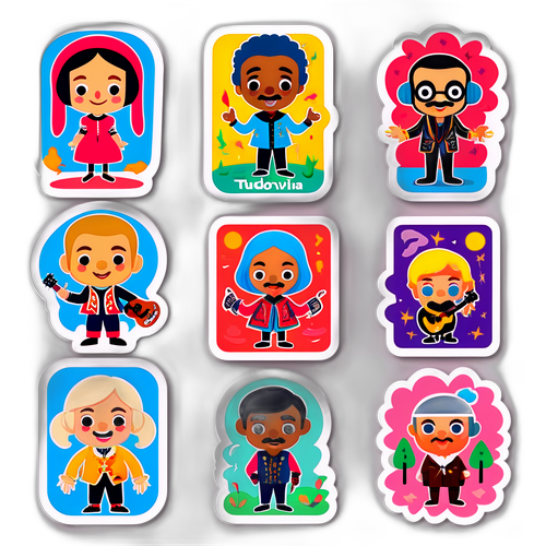 Sticker cu personaje din coperta albumelor lui Tudor Chirilă