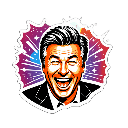 Autocollant d'Alec Baldwin rieur avec éléments cinématographiques