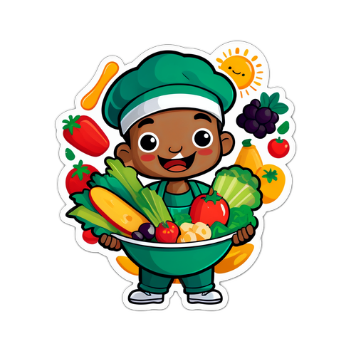 Diseño de cartoon de un chef con ensalada