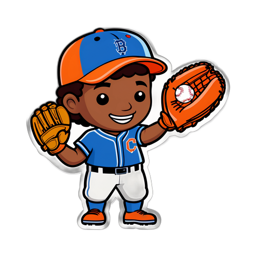野球グローブとボールを持ったキャラクター