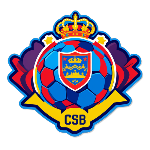 Sticker cu mingea de fotbal și elemente reprezentative FCSB