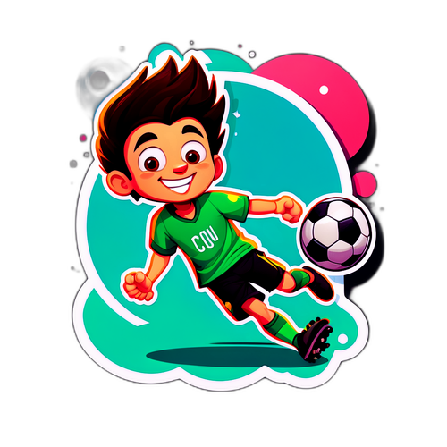 מדבקה של אדם, ילד חמוד במשחק כדורגל