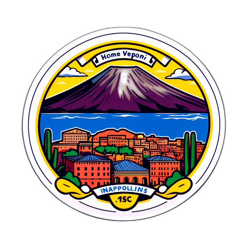 Pemandangan Skyline S.S.C. Napoli dengan Gunung Vesuvius