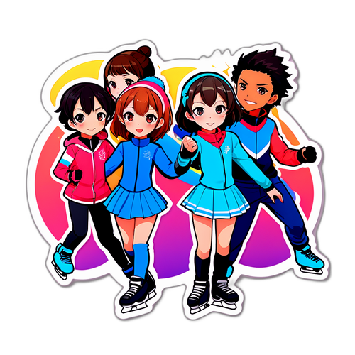 Команда фігуристів в аніме стилі