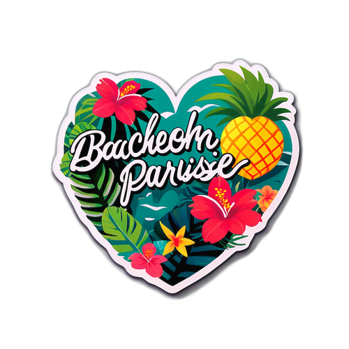 Romantic Tropical Heart Sticker