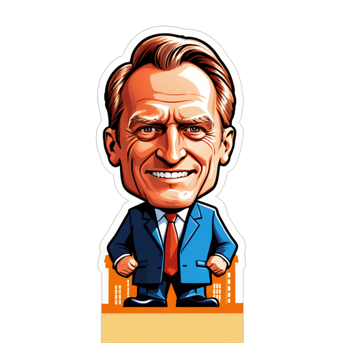 Gunnar Strömmer Karikatyr med Arkitektur i Bakgrunden