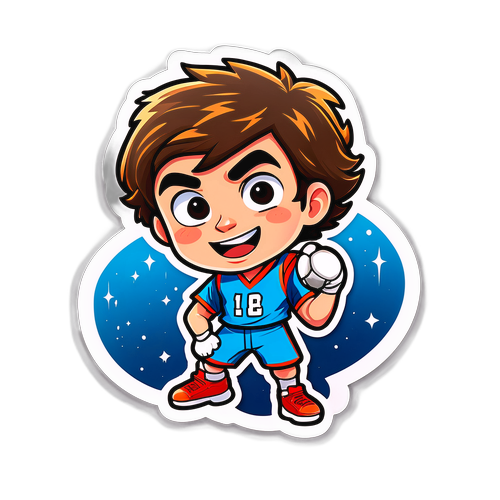 Lekfull klistermärke av ung sportstjärna