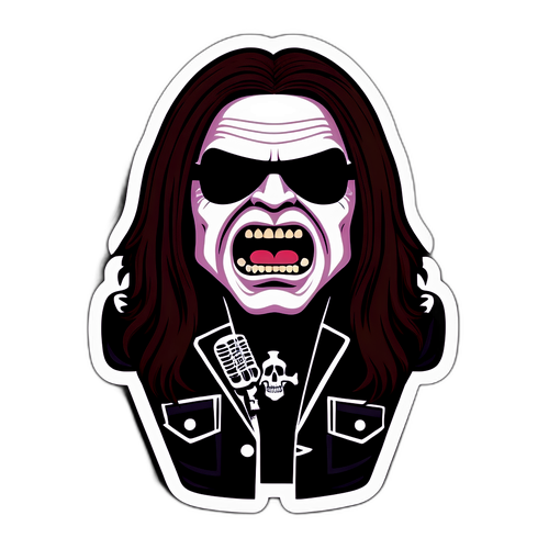 Aufkleber einer fiktiven Rockband im Stil von Ozzy Osbourne