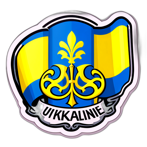 Aufkleber mit stilisierter Flagge der Ukraine