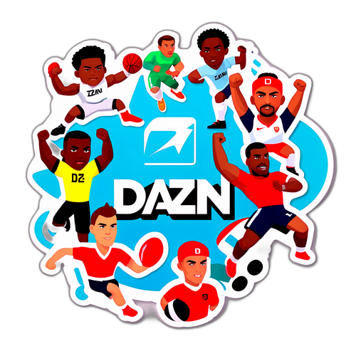 Δυναμική αυτοκόλλητη εμφάνιση DAZN με αθλητές