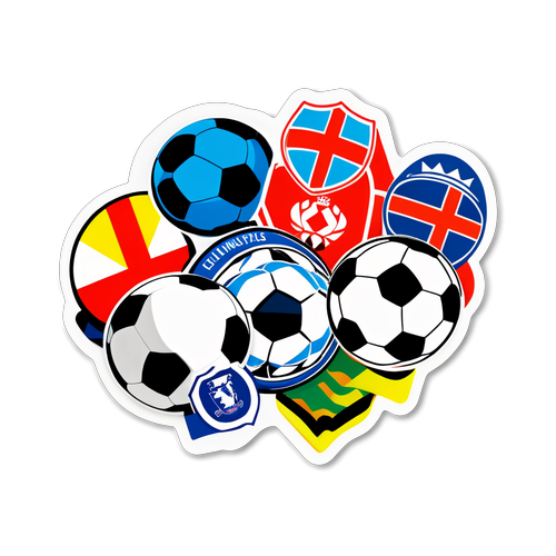 Energetisk klistermærke med fodbold og flagsymboler