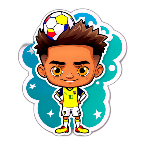Neymar en mode cartoon, jonglant avec un ballon