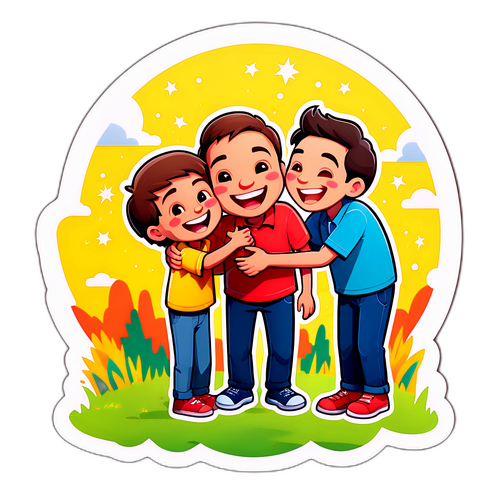 Hình ảnh hài hước về anh trai chúc mừng trong khung cảnh ngoài trời