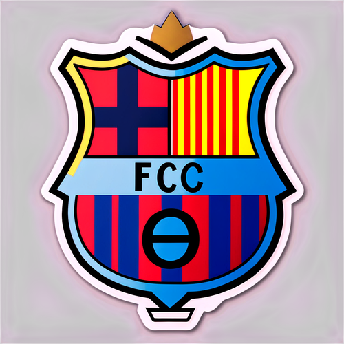 Stiker Ikonik Barcelona dengan Teks 'Barca vs Alavés'