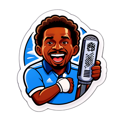 הוא מחקה מגיב ספורט, מתאר בהתרגשות את משחק המאני סיטי נגד ברנטפורד