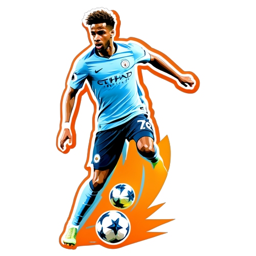 Desenho de um jogador do Manchester City em movimento