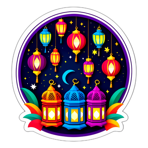 Färgglada lyktor och Ramadan-scener