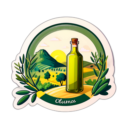 Botella de Aceite de Oliva con Paisaje de Olivares