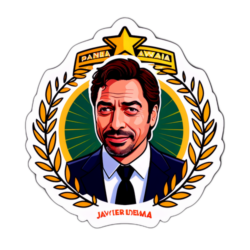 Uroczy sticker Javier Bardema z nagrodami filmowymi i laurami