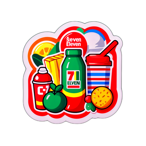 セブンイレブンのアイコニックな商品を集めたデザイン