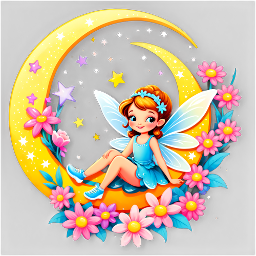 Unlock Your Imagination: Join the Whimsical Fairy on Her Crescent Moon Adventure!