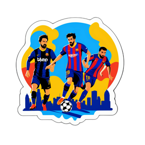 Sticker cu scena de fotbal între jucătorii Barcelonei și Espanyol