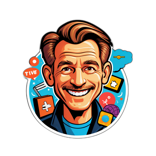 Cartoonachtige sticker van Dieter Coppens