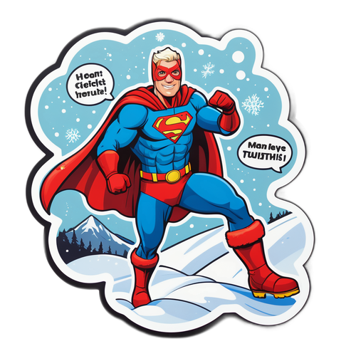 Superhelt på snødekt bakke