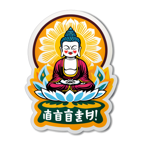 สติ๊กเกอร์สำหรับวันศักดิ์สิทธิ์ของพุทธศาสนา พร้อมข้อความ "อย่าลืมประพฤติตนให้ดี!"