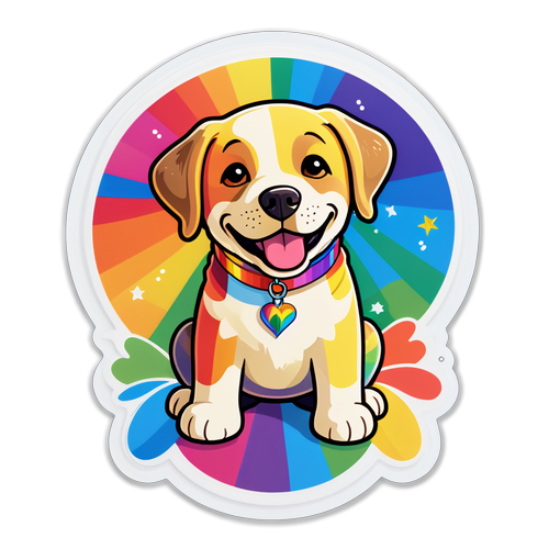 Nálepka s duhovým labradorem