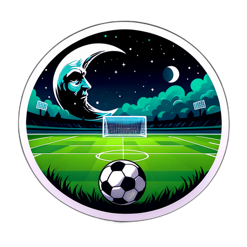 Un sticker de la luna reflejando en el campo de fútbol