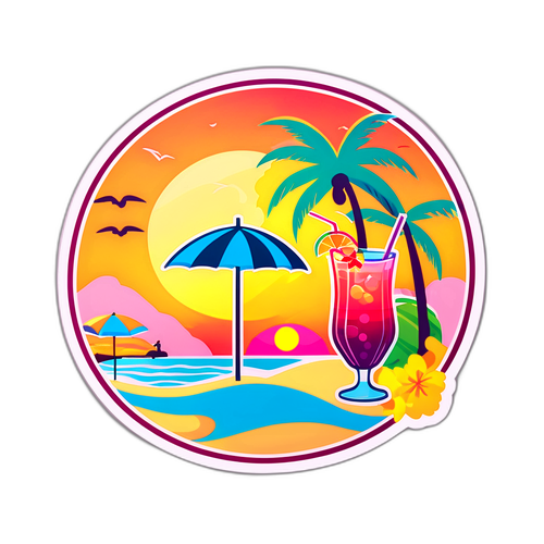 Beach Sunset Vibes Sticker