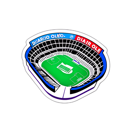 Adhesivo 'Diario Olé' con fondo de estadio lleno de aficionados