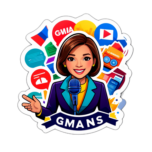 Makulay na Disenyo ng Sticker: Anchor ng Balita