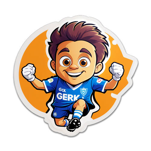 Sticker van Genk en Beerschot VA met cartoonachtige karakterillustraties