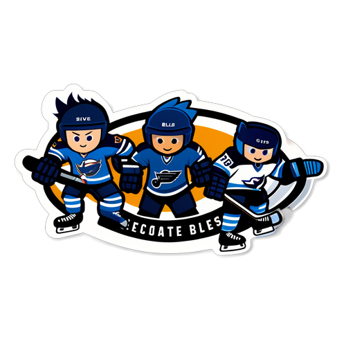 Jets and Blues Mascots Face Off Sticker