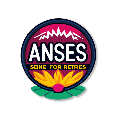 Diseño de sticker con el logo de ANSES y una frase de apoyo para jubilados