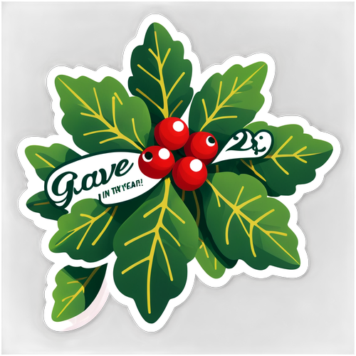 Sticker met een mistletoe en de tekst 'Geef liefde in het nieuwe jaar!'