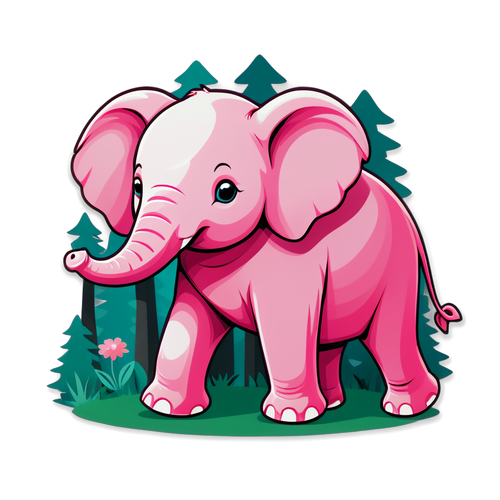 梦幻粉色大象在森林中漫步