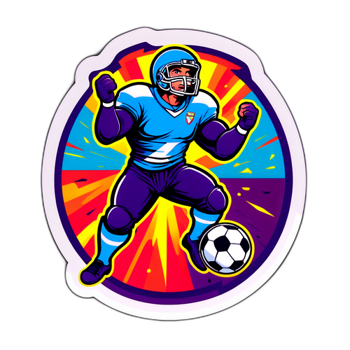 Παιχνιδιάρικο αυτοκόλλητο του Μαντάλου σε ηρωική ποδοσφαιρική πόζα