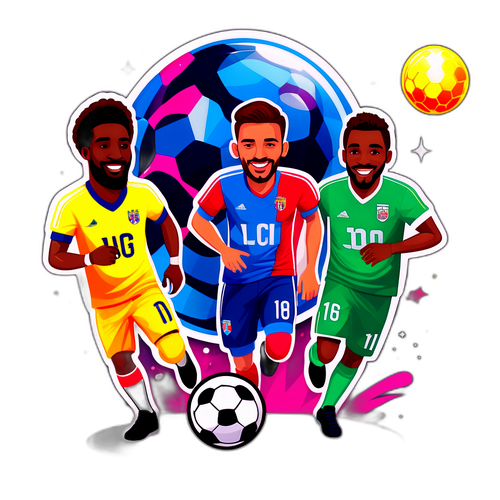 Sticker amuzant cu jucători de fotbal dansând