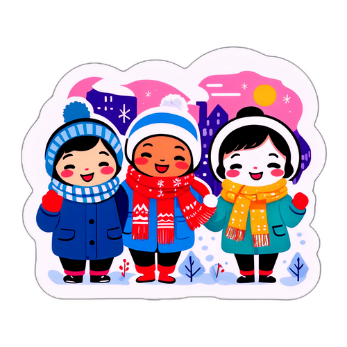 강남 거리에서 겨울을 즐기는 친구들