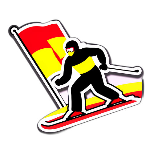 Sticker met de vlag van België en een actieve skiër voor de Olympische Winterspelen 2026