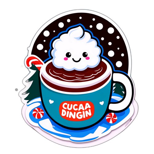 Stiker Cangkir Coklat Hangat Ceria