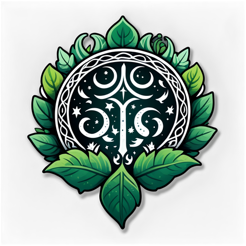 Mystical Pagan Symbol with Nature Elements