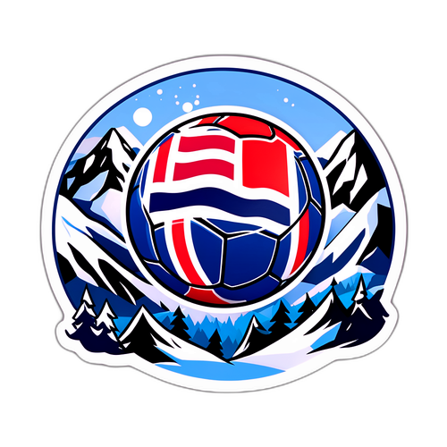 Kibandiko cha Mpira wa Miguu na Bendera ya Norway