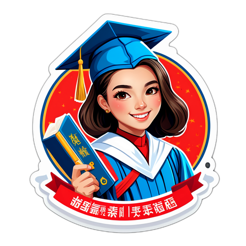 庆祝影响者被复旦大学录取的学术主题贴纸