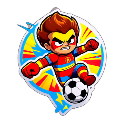 Ronald jako superhrdina ve hře s fotbalovým míčem