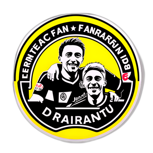 สติ๊กเกอร์เฉลิมฉลองการแข่งขันระหว่าง Eintracht Frankfurt และ Dortmund กับแฟน ๆ จากทั้งสองทีม